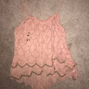 Free People spaghetti top with metal beading